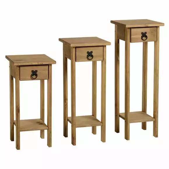 Seconique Corona Pine Set Of 3 Plant Stands