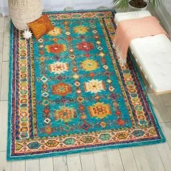Nourison Vibrant 2 Teal Rug