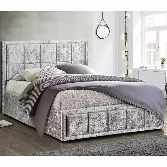 Birlea Hannover Steel Crushed Velvet Ottoman Bed