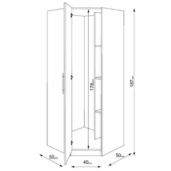 Harmony Angel Corner Wardrobe, White - Image 3