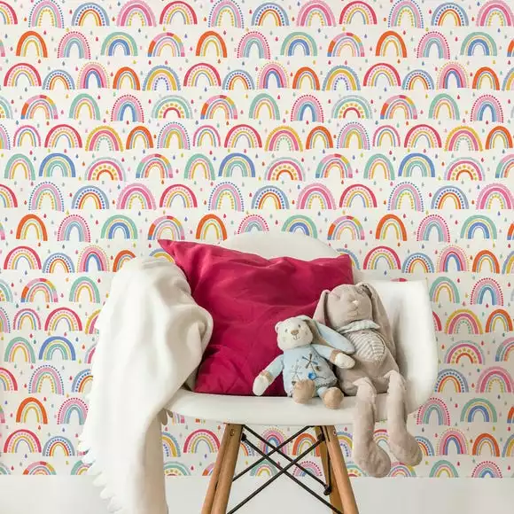 Dunelm Over The Rainbow Pink Wallpaper