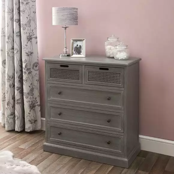 Dunelm Lucy Cane 5 Drawer Chest