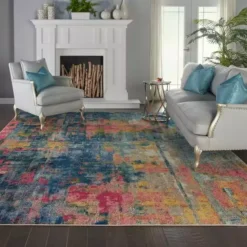 Nourison Celestial Blue And Yellow Rug