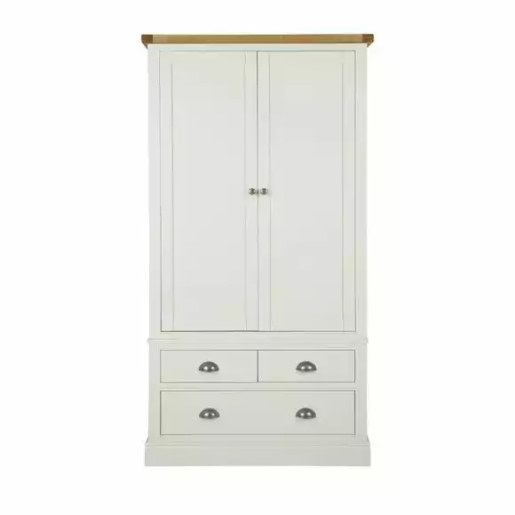 Dunelm Compton Double 3 Drawer Wardrobe, Ivory & Oak - Image 2