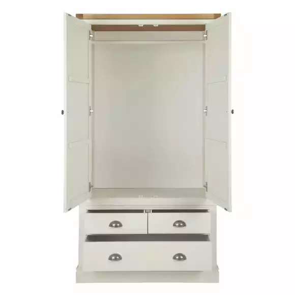Dunelm Compton Double 3 Drawer Wardrobe, Ivory & Oak - Image 4