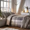 Dunelm Colville Grey Check 100% Brushed Cotton Reversible Duvet Cover And Pillowcase Set