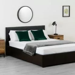 Seconique Waverley Black Faux Leather Ottoman Bed