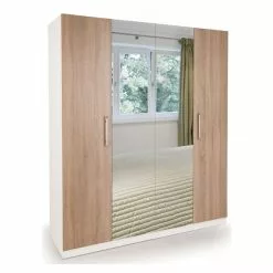 Harmony Euston 4 Door Wardrobe, White & Mirrored