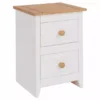 Core Capri Small 2 Drawer Bedside Table, White & Pine