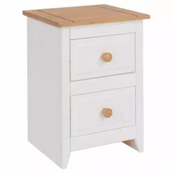 Core Capri Small 2 Drawer Bedside Table, White & Pine