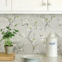 NuWallpaper Mirei Grey Self Adhesive Wallpaper