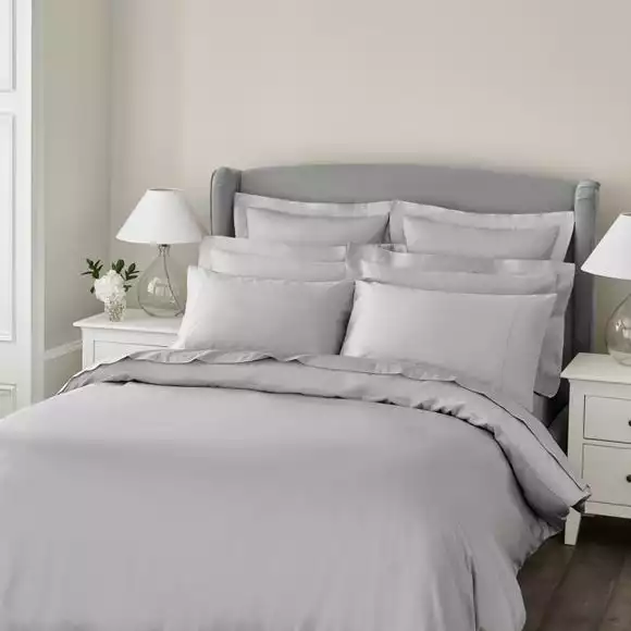 Dorma 300 Thread Count 100% Cotton Sateen Plain Silver Duvet Cover