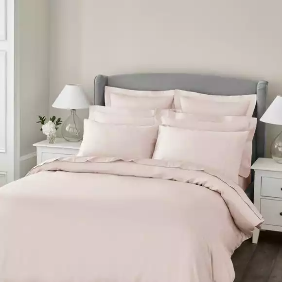 Dorma 300 Thread Count 100% Cotton Sateen Plain Blush Duvet Cover