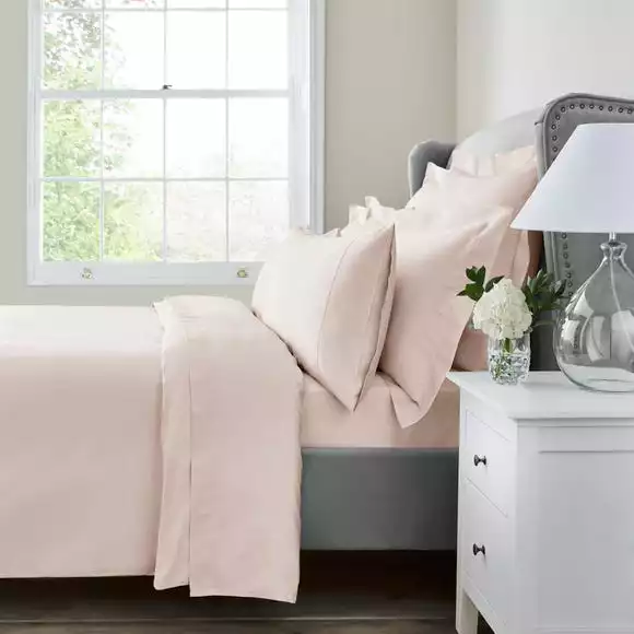 Dorma 300 Thread Count 100% Cotton Sateen Plain Blush Duvet Cover - Image 2