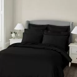 Dorma 300 Thread Count 100% Cotton Sateen Plain Black Duvet Cover