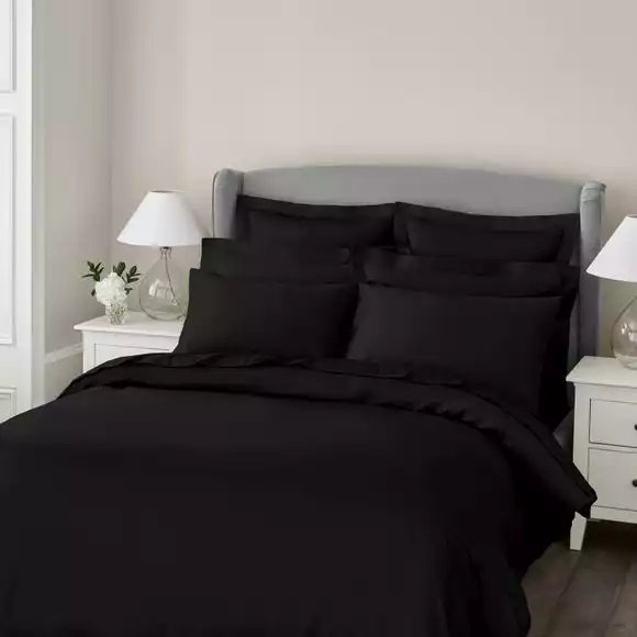 Dorma 300 Thread Count 100% Cotton Sateen Plain Black Duvet Cover