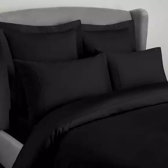 Dorma 300 Thread Count 100% Cotton Sateen Plain Black Duvet Cover - Image 3