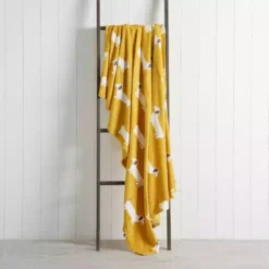 Dunelm Sausage Dog Yellow 130cm X 170cm Throw