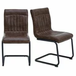 Dunelm Felix Set Of 2 Cantilever Faux Leather Dining Chairs