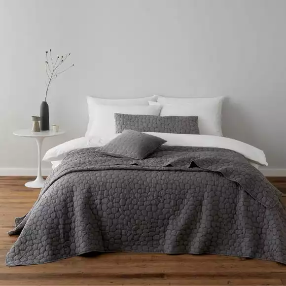Dunelm Pebble Charcoal Grey Bedspread