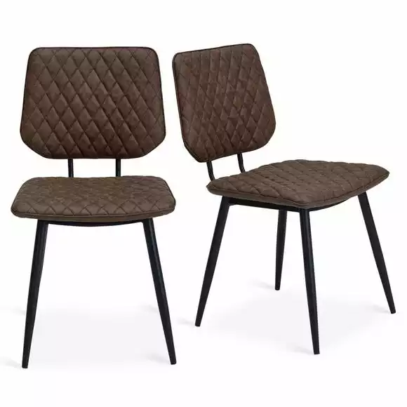 Dunelm Austin Set Of 2 Faux Leather Brown Dining Chairs