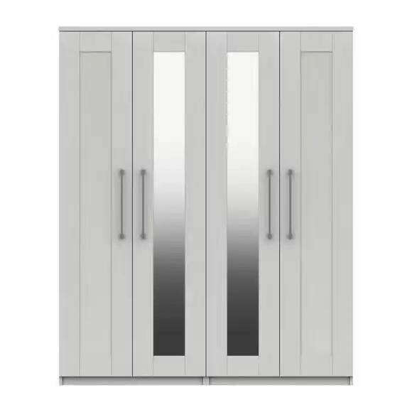 One Call Furniture Ethan 4 Door Wardrobe, Mirrored