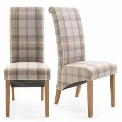 Dunelm Chester Set Of 2 Dining Chairs Natural Woven Check