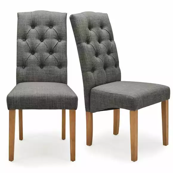 Dunelm Darcy Set Of 2 Dining Chairs Charcoal