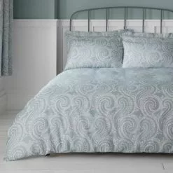 Dunelm Abigail Blue Textured Cover And Pillowcase Set