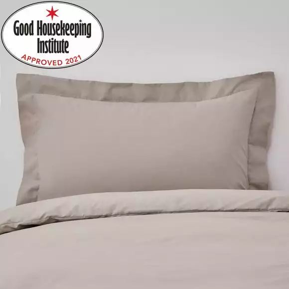 Dunelm Non Iron Plain Dye Natural Oxford Pillowcase