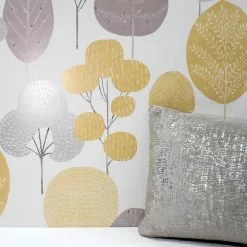 Crown Wallpaper Scandi Forest Mustard Wallpaper