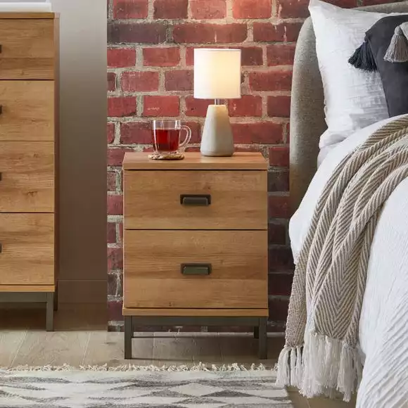 Dunelm Fulton 2 Drawer Bedside Table