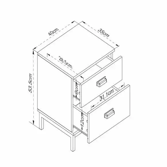Dunelm Fulton 2 Drawer Bedside Table - Image 2