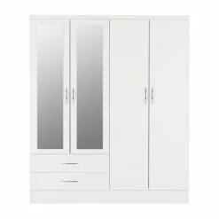 Seconique Nevada 4 Door 2 Drawer Wardrobe, Mirrored