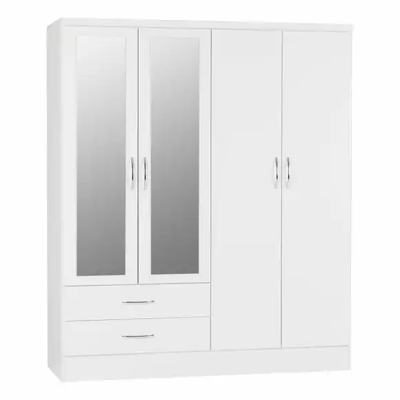 Seconique Nevada 4 Door 2 Drawer Wardrobe, Mirrored - Image 2