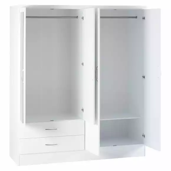 Seconique Nevada 4 Door 2 Drawer Wardrobe, Mirrored - Image 3