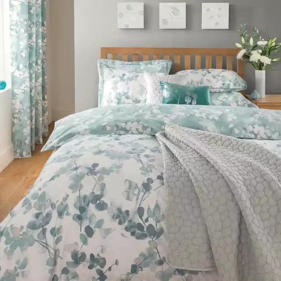 Dunelm Honesty Teal Reversible Duvet Cover And Pillowcase Set