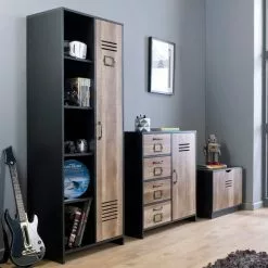 Lloyd Pascal Single Wardrobe With Side Shelves, Black