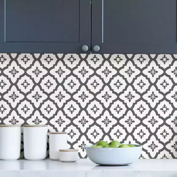 Fine Décor Wallpaper Algarve Black Self Adhesive Backsplash Tiles