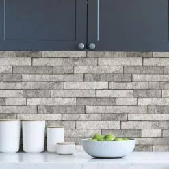 Fine Décor Wallpaper Grey Stone Self Adhesive Backsplash Tiles