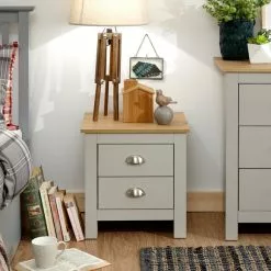 GFW Lancaster 2 Drawer Bedside Table
