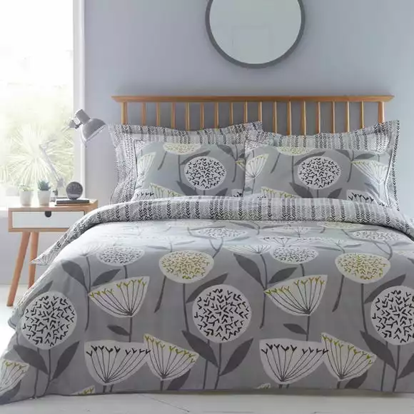Elements Emmott Reversible Grey Duvet Cover And Pillowcase Set