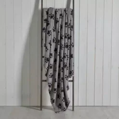 Dunelm Paw Printed Fleece 130cm X 170cm Throw