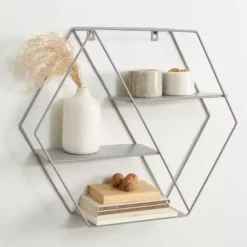 Dunelm Grey Large Hexagonal Shelf