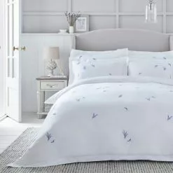 Dorma Ashmore Lavender 100% Cotton Duvet Cover And Pillowcase Set
