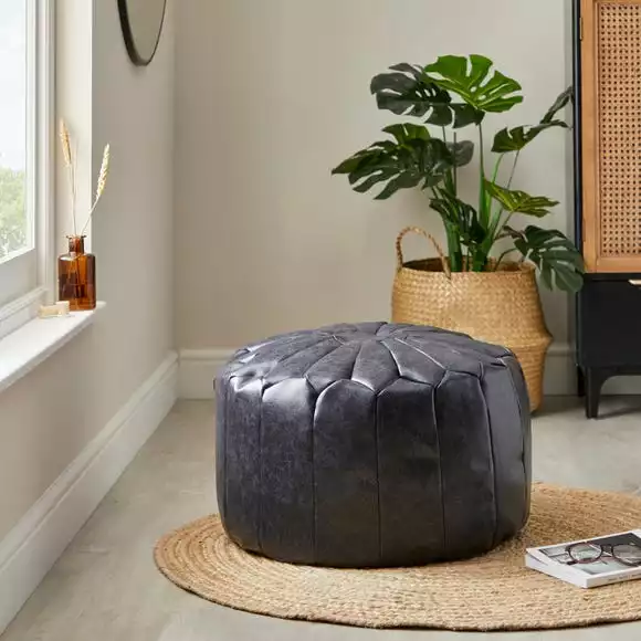 Dunelm Moroccan Pouffe Black
