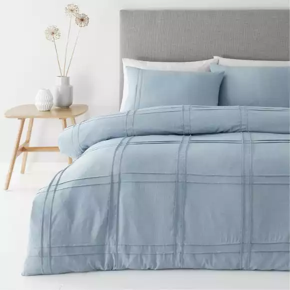 Dunelm Denver Denim Pintuck Duvet Cover And Pillowcase Set