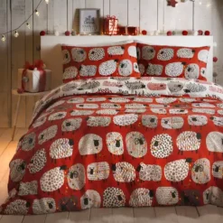 Fusion Dotty Sheep Red Reversible Duvet Cover And Pillowcase Set
