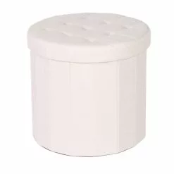 Dunelm Round Cream Shoe Storage Ottoman