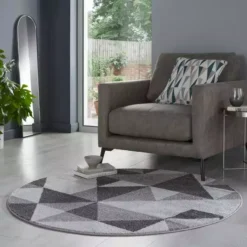Dunelm Geo Squares Circle Rug